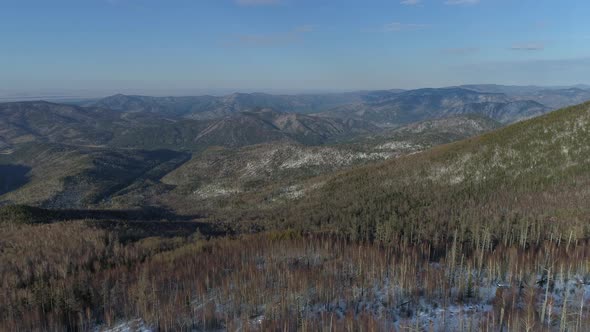 Over Mountain Landscape in Siberia