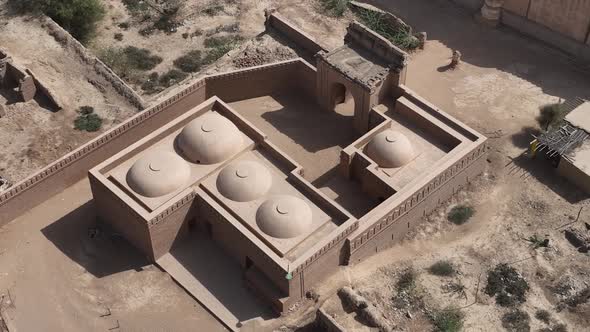 Aerial top shot of Derawar fort. Ruins of Derawar Fort near Bahawalpur, Punjab, Pakistan.