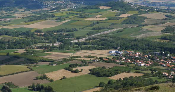 The countryside and Gergovie from the Gergovie plateau, Puy-de-Dome, Auvergne, France