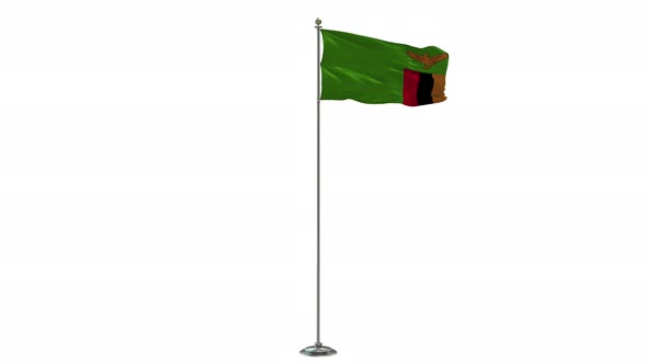Zambia Looping Of The Waving Flag Pole With Alpha