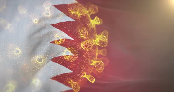 Bahrain Flag With Corona Virus Bacteria 4K alt