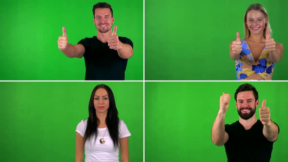  Compilation (Montage) - People Show Thumbs on Agreement - Green Screen Studio