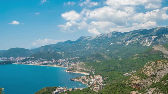 Beautiful Mountains Landscape of the Adriatic Coast in The Budva Riviera in Montenegro View From