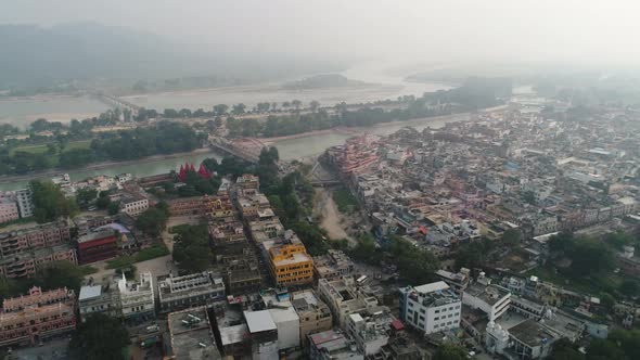 City of Haridwar state of Uttarakhand in India seen from the sky