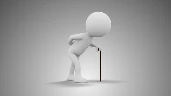 3D Man Old Man Walking With A Stick Loop alt
