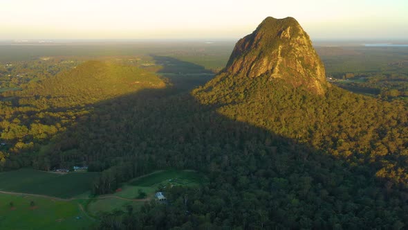 Aerial view of Mt Tibrogargan, Queensland, Australia.