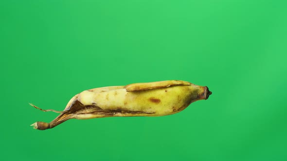 Banana Peel On Green Screen Background
