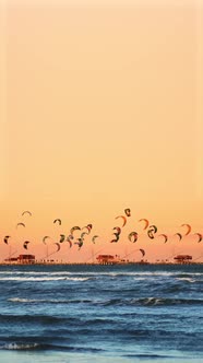 Kitesurfers at Sunset in Sottomarina