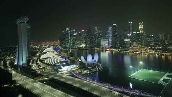 4k Aerial View of Singapore Skyline