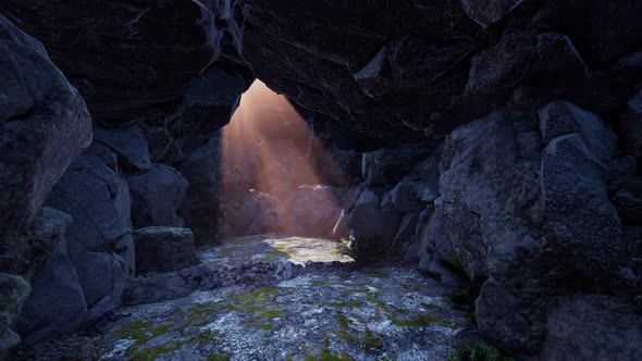 Sun Light Inside Mysterious Cave