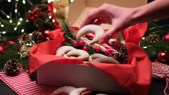 Gift Box Full of Traditional German or Austrian Vanillekipferl Vanilla Kipferl Cookies