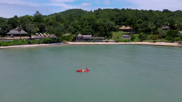 Men and Women in Kayak in Thailand in the Ocean Near Phuket Thailand