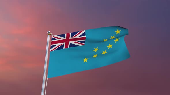 Flag Of Tuvalu Waving 4k