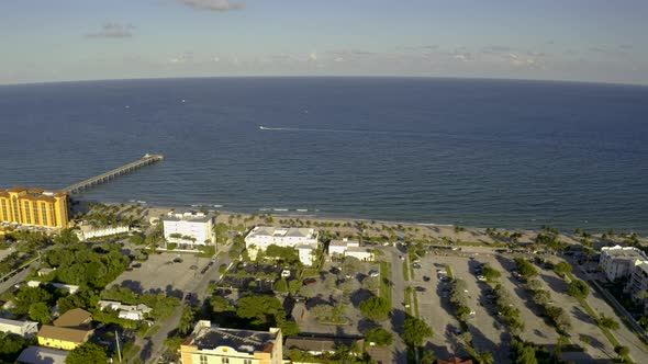 Aerial Video Boat In The Ocean Along Deerfield Beach Fl