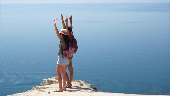 Happy Family on Vacation in the Mountains