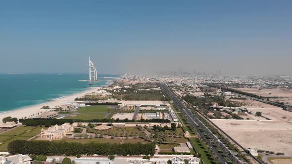 Coastline of Dubai with a View of the Hotel Burj Al Arab Jumeirah