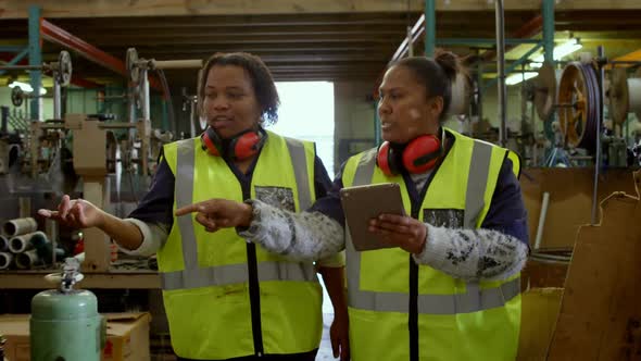 Worker interacting with each other in rope making industry 4k