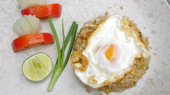 Shrimp Fried Rice in Restaurant Authentic Local Thai Cuisine Khao Pad Goong