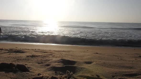 Beautiful Beach sunset, with majestic sky light being reflected. Sunrise beach. sunrise ocean waves.