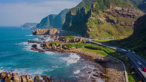 Aerial view 4k Hyper lapse of Nanya Rock.