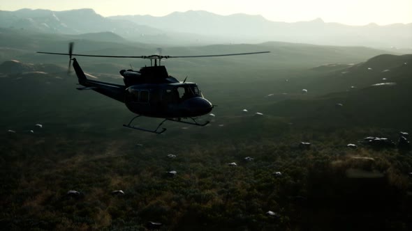 Slow Motion United States Military Helicopter in Vietnam alt