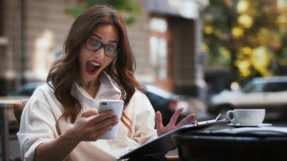 Business Female in Glasses White Shirt