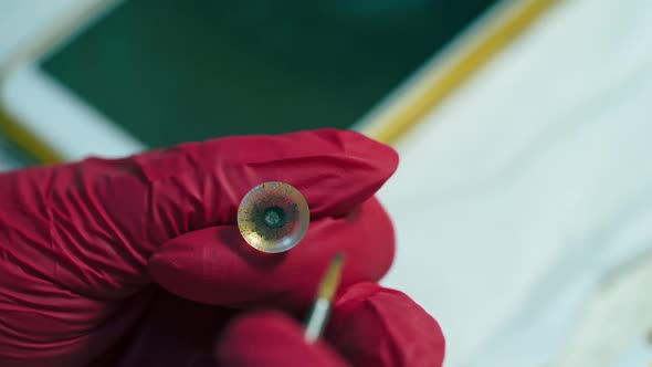 Manufacturing of the eye prosthesis.