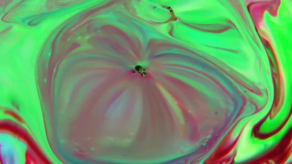 Chemical Liquid Swirl And Paint Reaction Explosion