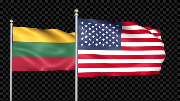 Lithuania And United States Two Countries Flags Waving