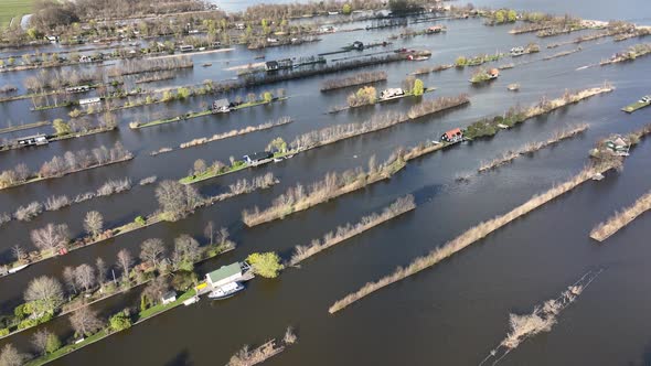 Loosdrechtse Plassen Harbour Waterway Canals and Cultivated Ditch Nature Near Vinkeveen Utrecht