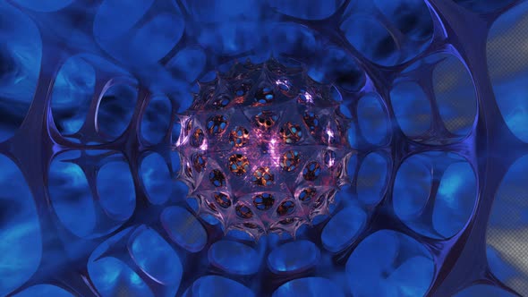 Sci-fi Tunnel with Smoke and Glowing Spiky Orb alt