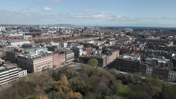 Drone shot of Dublin City Centre.