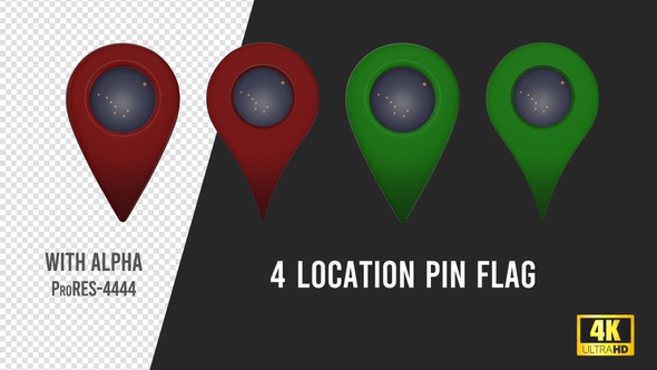 Alaska State Flag Location Pins Red And Green