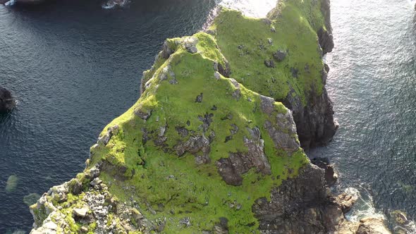 Flying Above the Cobblers Tower at Glenlough Bay Between Port and Ardara in County Donegal is