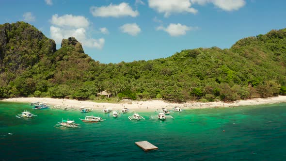 Tropical Island with Sandy Beach. El Nido, Philippines