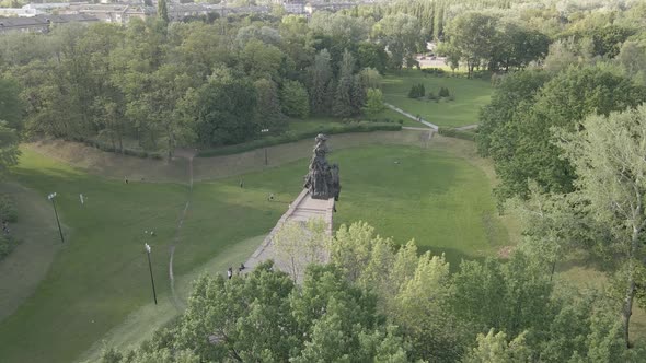 Kyiv, Ukraine: Babi Yar. Memorial Mass Murder of Jews. Aerial View, Flat,gray