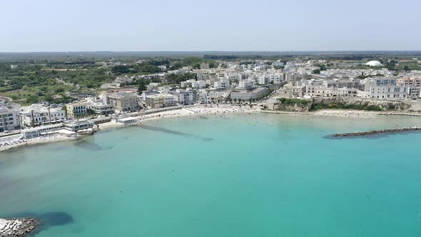 Aerial shot of the city of Otranto, Italy