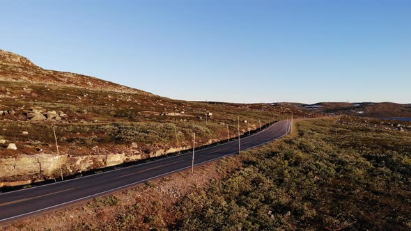 Road Crossing Hardangervidda  Plateau, Norway