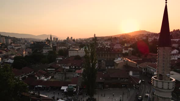 Panoramic sunset view of Sarajevo