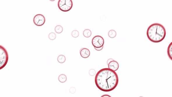 Clock time lapse and moving fast animation, Different clocks rotating, spinning, turning together.