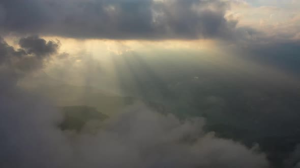 Clouds High in the Mountains Aerial View