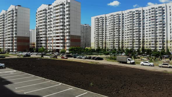 Aerial view of the residential area in Krasnodar.