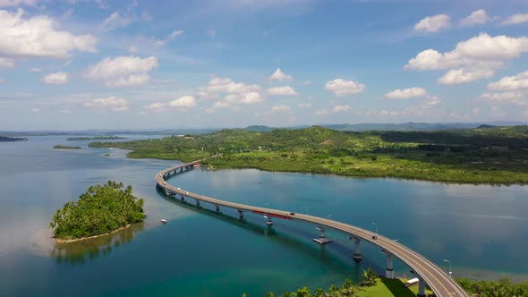 The San Juanico Bridge View From Leyte Towards Samar