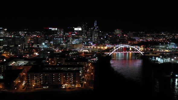 Aerial night approach Nashville Tennessee