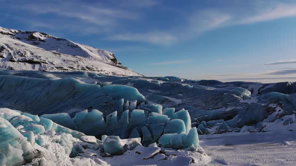 Aerial View of Vatnajokull Glacier and Mountains in Iceland