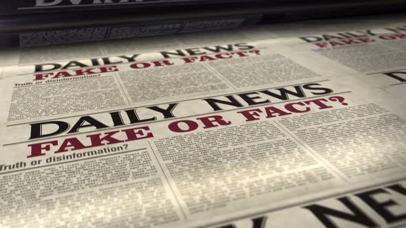 Fake on fact news, disinformation and information newspaper printing press