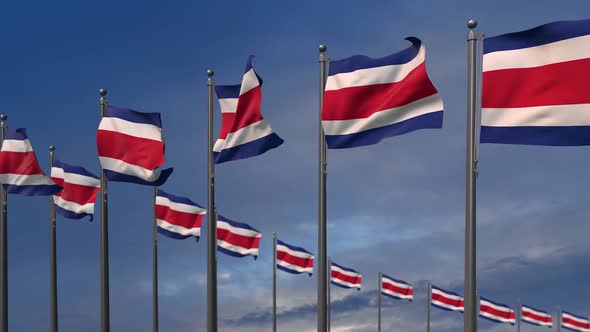 The Costa Rica Flags Waving In The Wind  - 2K