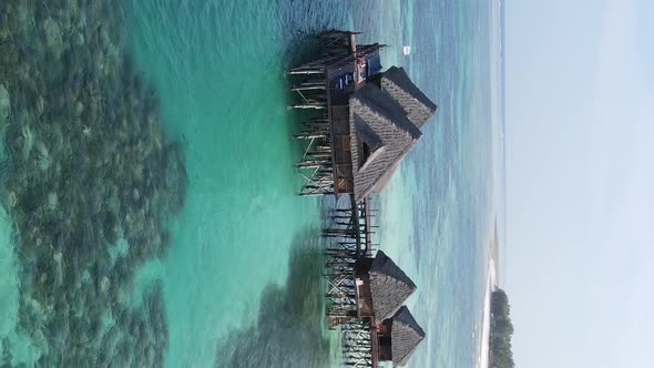 Zanzibar Tanzania  Vertical Video House on Stilts in the Ocean on the Coast Slow Motion