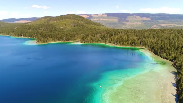 Aerial view of woman kayaking on a lake 4k