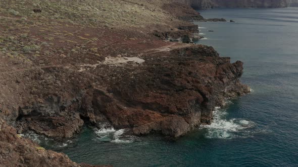Aerial Survey Above the Atlantic Ocean in Tenerife, Canary Islands, the Rocks
